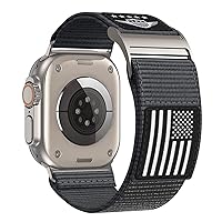 Rugged Nylon Band Compatible with Apple Watch Ultra Band 49mm 45mm 44mm 42mm,Soft Sport Loop Adjustable Wristbands Replacement Strap Apple Watch Band iWatch Ultra Series 8/7/SE/6/5/4/3/2/1,Flag Grey