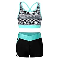 YiZYiF Kids Girls 2PCS Dancing Clothing Sets Sleeveless Criss Cross Crop Top and Booty Shorts Gymnastic Ballet Outfit