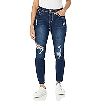 YMI Women's Juniors Mid-Rise Wannabettabutt Recycled Fibers Skinny Jeans