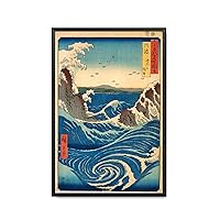 Canvas Painting Posters and Prints Wall Art Pictures Naruto Whirlpool Awa Province Vintage Japanese Art Print Ando Hiroshige Japanese Woodblock Wall Art Decor Modern Family Bedroom Decor 12x16inch Metal Frame