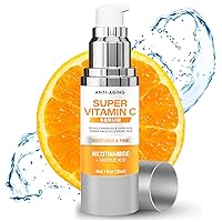 Super Vitamin C Serum,Hyaluronic Acid Face Serum Anti-Aging Facial Care Drops for Dark Spot Remover, Targets Age Marks Wrinkles and Smooths Skin Texture