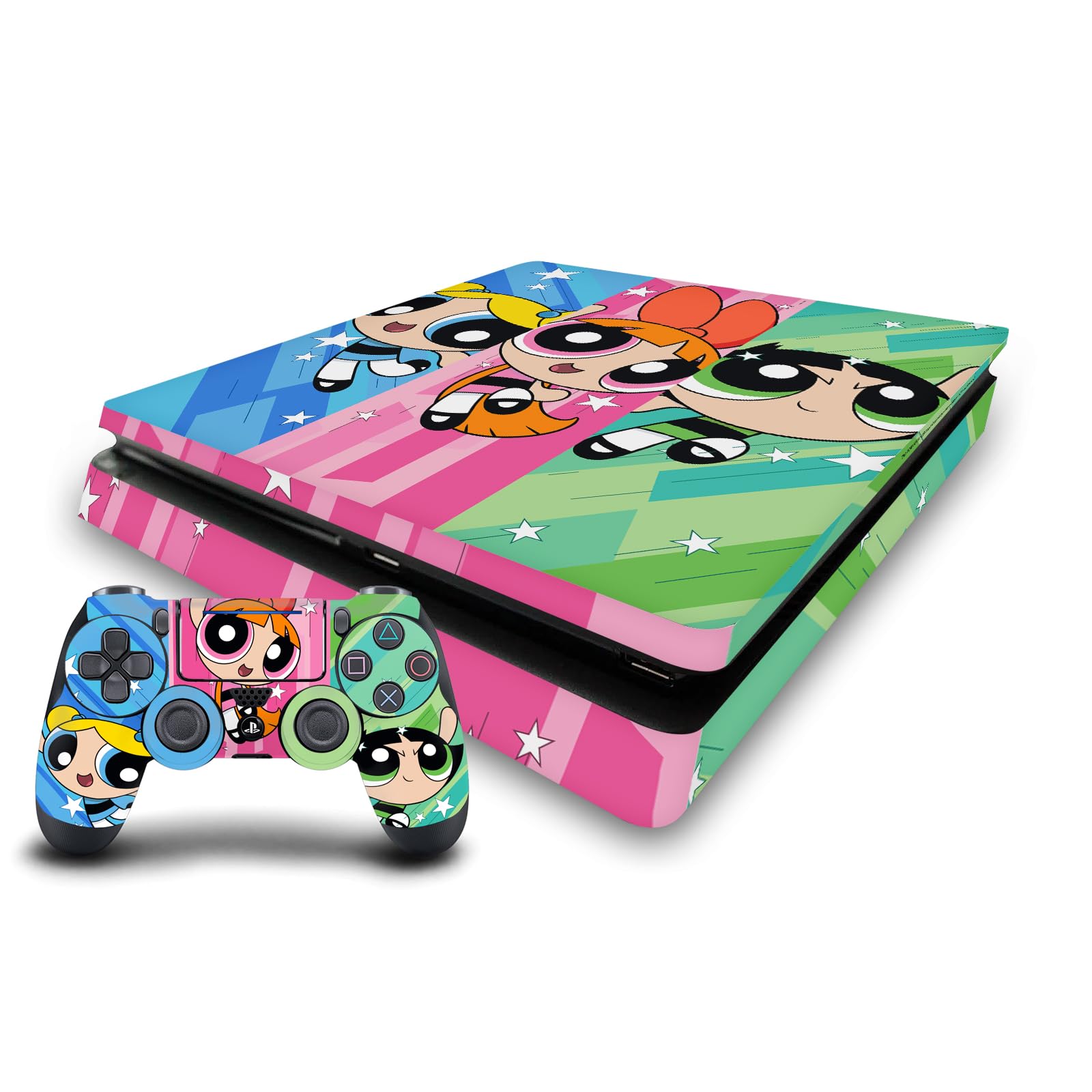 Head Case Designs Officially Licensed The Powerpuff Girls Group Oversized Graphics Vinyl Sticker Gaming Skin Decal Cover Compatible with Sony Playstation 4 PS4 Slim Console and DualShock 4 Controller
