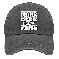 L Just Want to Drink Beer and Go Arrowhead Hunting Hat Mesh Hat Pigment Black Black Hat Women Gifts for Her Baseball Hats