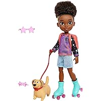 Mattel Karma’s World Roller Skating Mattel Karma Doll with Dog Figure, Collectible Record & Accessories