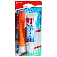 Oral Care 2-Piece Travel Size Set w/ Toothpaste & Folding Toothbrush (Pack of 12), Colors May Vary, TSA Approved