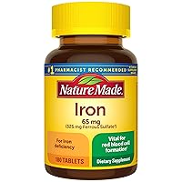 Iron 65 mg (325 mg Ferrous Sulfate) Tablets, Dietary Supplement for Red Blood Cell Support, 180 Tablets, 180 Day Supply