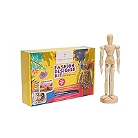 Fashion Designer Kits for Girls & Boys - Beginners Learn To Use Simple Patterns, Draft A Pattern & Sew For The 8.5 In. Wooden, Poseable Mannequin. Inc. Instructions & Sewing Kit For Kids Ages 8+