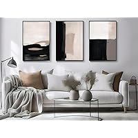 Modern Minimalist Canvas Wall Art Decor Painting Boho Abstract Beige Black and White Set of 3 Neutral Textured Print for Living Room, Bedroom, Dining Room, Office, Bathroom 16