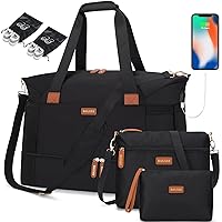 Gym Bag for Women, Weekender Overnight Bag with USB Charging Port, Sport Travel Duffel Bag with Wet Pocket & Shoe Compartment