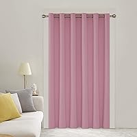 Deconovo Divider Blackout Wide Width Darkening Shades Patio Door Binds Curtain for Girls Room, 80W x 84L Inch, Pink
