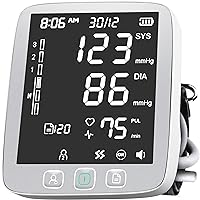 All New 2024 Blood Pressure Machine Automatic Upper Arm Monitor & Accurate Adjustable Digital BP Cuff Kit, Largest Backlit Display - 200 Sets Memory, Includes Batteries, Carrying Case, Silver