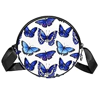Crossbody Bag Butterfly Pattern Messenger Bags Round Satchel Bag for Women Ladies Girls
