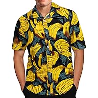 Tropical Print Hawaiian Shirt for Men Button Down Beach Vacation Shirts Short Sleeve Holiday T-Shirt Summer Tops