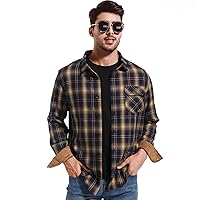 Men's Button Down Long Sleeve Plaid Flannel Casual Shirts with Pocket