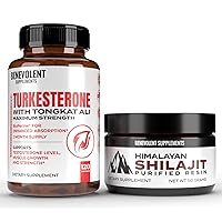 Turkesterone 8,000mg [Highest Purity] & Himalayan Shilajit Resin - High Absorption Supplement with Tongkat Ali - Increase Stamina, Lean Muscle Growth - 85+ Trace Minerals for Energy, Performance, Immu