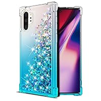 for Galaxy Note 10 Plus Case,Gradient Design Bling Flowing Liquid Floating Sparkle Colorful Glitter Waterfall TPU Protective Phone Case for Samsung Galaxy Note 10 Plus,Blue