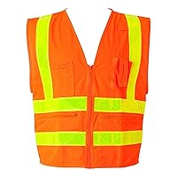 Kishigo 1198 Polyester Multi Function Multi Zipper Vest, Extra Large, Orange