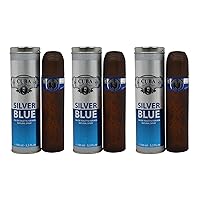 Cuba Silver Blue Eau de Toilette Spray for Men (Pack of 3)