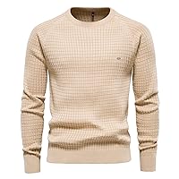 Mens Crewneck Sweater,Men's Casual Cable Knit Sweater Slim Fit Kintwear Long Sleeve Fashion Kintted Pullover