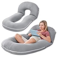 INSEN Pregnancy Pillows, Detachable Body Pillow for Sleeping, Nurse & Relax, Multi-Use Pregnancy Pillows for Pregnant Women, Cooling Tencel-Grey
