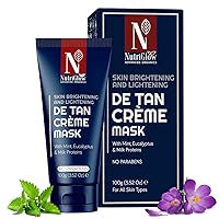 NutriGlow Advanced Organics De Tan Creme Mask For Acne, Dark Spots, Blackheads, Deep Pore Cleansing and Tan Removal, Bright & Hydrating Refreshed Skin, No Sulphate, 100 gm