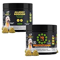 Googipe Natural 10 in 1 Dog Multivitamin with Glucosamine & PurforMSM for Dog Hip and Joint Support and Glucosamine for Dogs + Googipet Dog Allergy Relief Chews, Allergy Medication for Dog Itch Relief