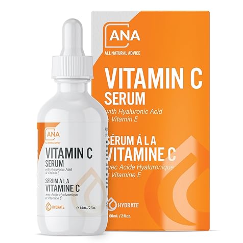 Vitamin C Serum For Face, 60ml / 2oz with 20% Vitamin C, Hyaluronic Acid, Aloe, MSM, Vitamin E, & Organic Botanicals Solution, Support Skin Brightening with Vitamin C Face Serum