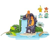 Pokémon Carry ‘N’ Go Volcano Playset with 4 Included 2-inch, Pikachu, Charmander, Bulbasaur, and Squirtle - Bring Everywhere - Playsets for Kids and Pokémon Fans - Amazon Exclusive