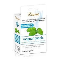 Crane Menthol-Eucalyptus Universal Vapor Pads, 12 Pack, for use Droplets, Corded Inhaler, Warm Mist humidifier