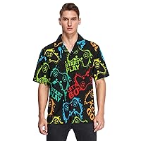 Colorful Video Game Hawaiian Shirts for Men Short Sleeve Button Down Vacation Men's Beach Shirts