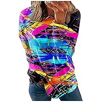 Shirts for Women Printing Round Neck Outfit Long Sleeve Casual Loose Pullover Tops Comfy Dressy Sweatshirts