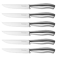 Steak Knife Set of 6, 4.5 inches Dishwasher Safe High Carbon Stainless Steel Knives, Silver