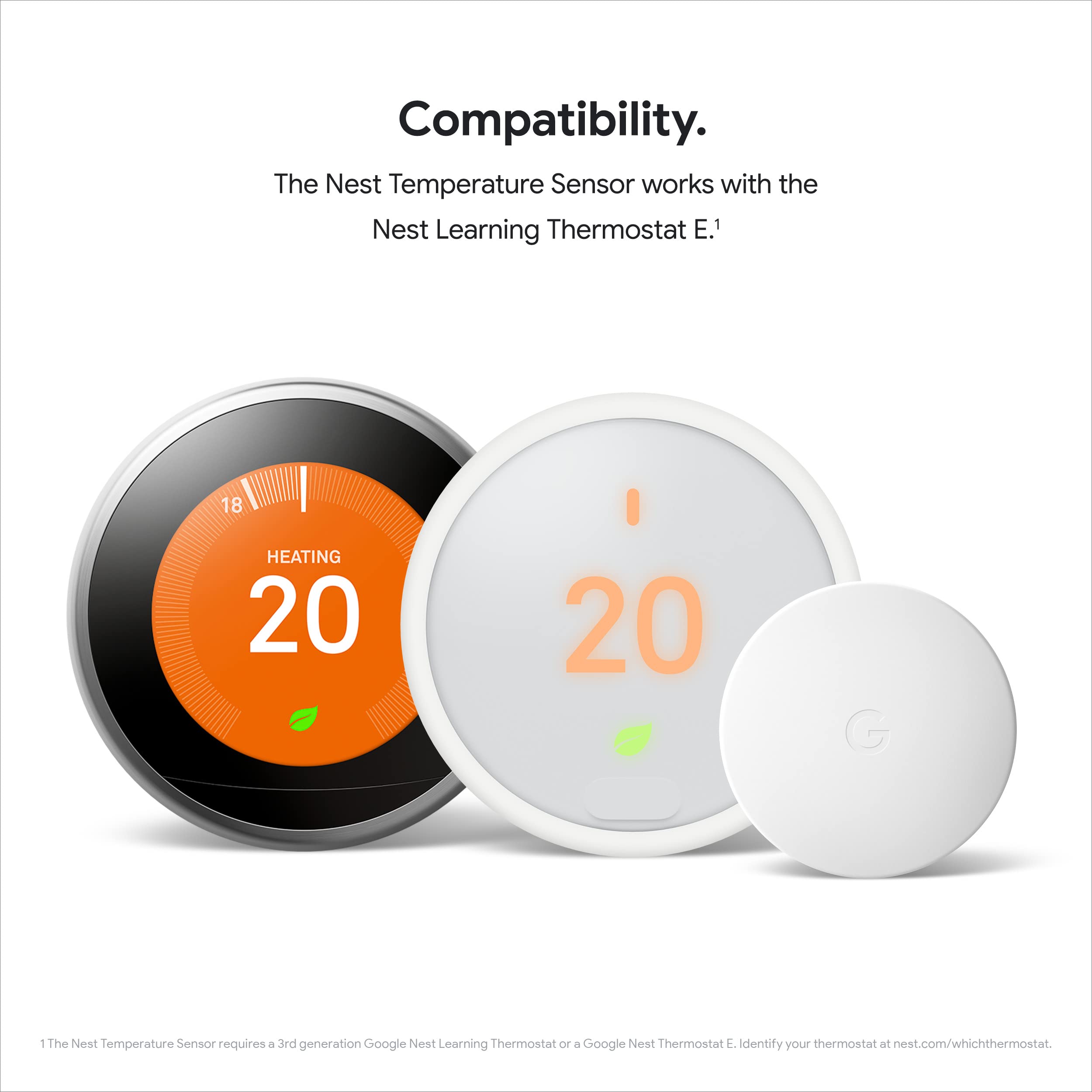 Google Nest Temperature Sensor- That Works with Nest Learning Thermostat and Nest Thermostat E - Smart Home