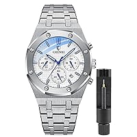 Gosasa Luxury Men's Watch Chronography Business Quartz Watch for Men Calendar Luminous Fashion Male Wristwatch Waterproof Stainless Steel Strap