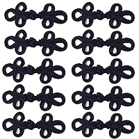 10 Pairs Chinese Knots Frog Buttons Closure Sewing Fasteners for Sweater Cloak Coats Scarf Cardigan and Costumes Outfit Sewing, Black