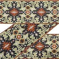 Beige Aztec Southwestern Fabric Laces for Crafts Printed Velvet Trim Fabric Sewing Border Ribbon Trims 9 Yards 4 Inches