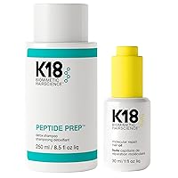 K18 Detox Shampoo & Hair Oil Bundle - Color Safe Detox Clarifying Shampoo (8.5oz) to remove build up, and Weightless Hair Strengthening Oil (30ml)