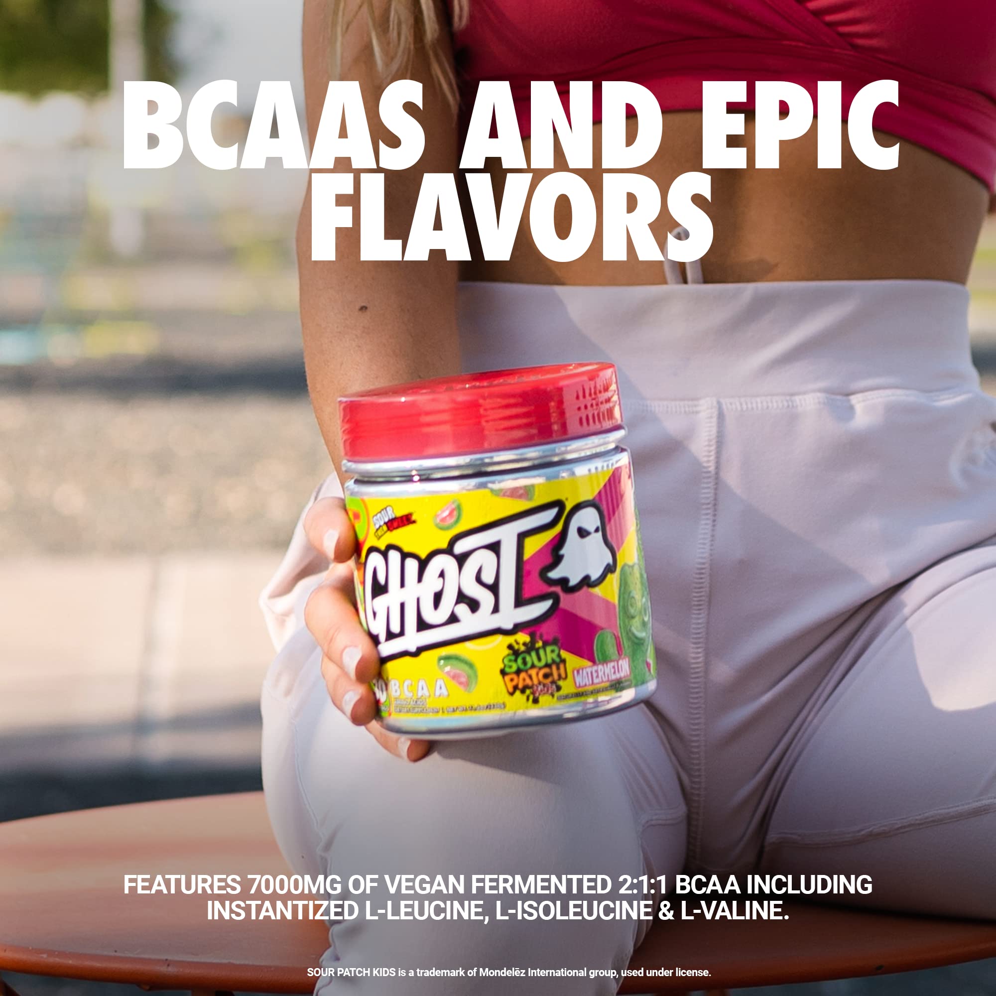 GHOST BCAA Amino Acids, Sour Patch Kids Blue Raspberry - 30 Servings - Sugar-Free Intra & Post Workout Powder & Recovery Drink, 7g BCAA Supports Muscle Growth & Endurance - Soy & Gluten-Free, Vegan