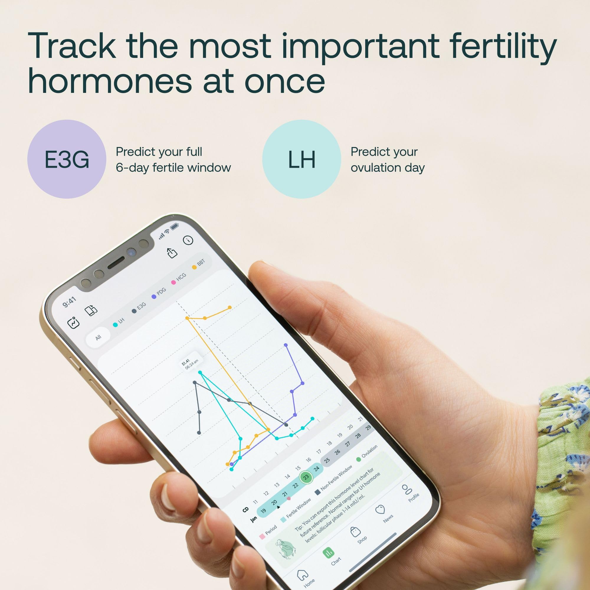 Mira Fertility Plus Tracking Monitor Kit and 30 Mira Fertility Plus E3G + LH Test Wands Bundle for Home Testing