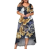 Plus Size Dresses for Curvy Women Trendy Floral Boho Maxi Dress Spring Summer Elegant Flowy Bodycon Wedding Guest Dress 2024