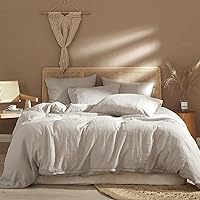 Ivellow Linen Duvet Cover Set 100% Washed French Flax Pure Linen Duvet Covers King Soft Natural Breathable Durable Cooling Duvet Cover King Size Linen Bedding Set (1 Linen Duvet Cover 2 Pillowcases)