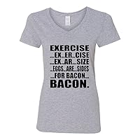 V-Neck Ladies Exercise Eggs are Sides for Bacon Breakfast Funny T-Shirt Tee