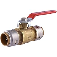 SharkBite Max 3/4 Inch Ball Valve, Push To Connect Brass Plumbing Fitting, Water Shut Off, PEX Pipe, Copper, CPVC, PE-RT, HDPE, UR22185A