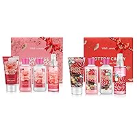Vital Luxury Bath & Body Kit: Japanese Cherry Blossoms + Cotton Candy Scented Spa Set - Ideal Skincare Gift, Includes Lotion, Gel, Cream, Mist - Halloween, Christmas Gifts for Her and Him