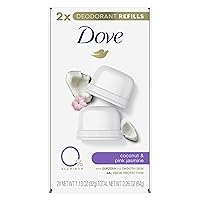 Dove Refillable Deodorant Refill Kit Deodorant For Women Coconut & Pink Jasmine 0% Aluminum 1.13 Ounce 2 Refills (Pack of 2)