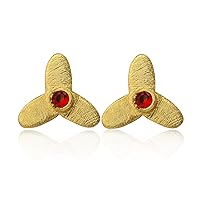 Stylish Garnet Gemstone Earrings | Gold Plated Jewelry on Brass Metal | Stud Earring | Push Back Finding., Stone Size :- 2mm, Gemstone & Brass, Garnet Quartz