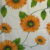 Premium Cotton Blend Sunflowers Printed 58 Inch (The Fabric Exchange) (2 Yards, White)