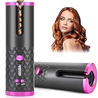 Cordless Automatic Hair Curler, Ceramic Rotating Wireless Auto Curling Iron Wand, Portable Spin Hair Styling Curler
