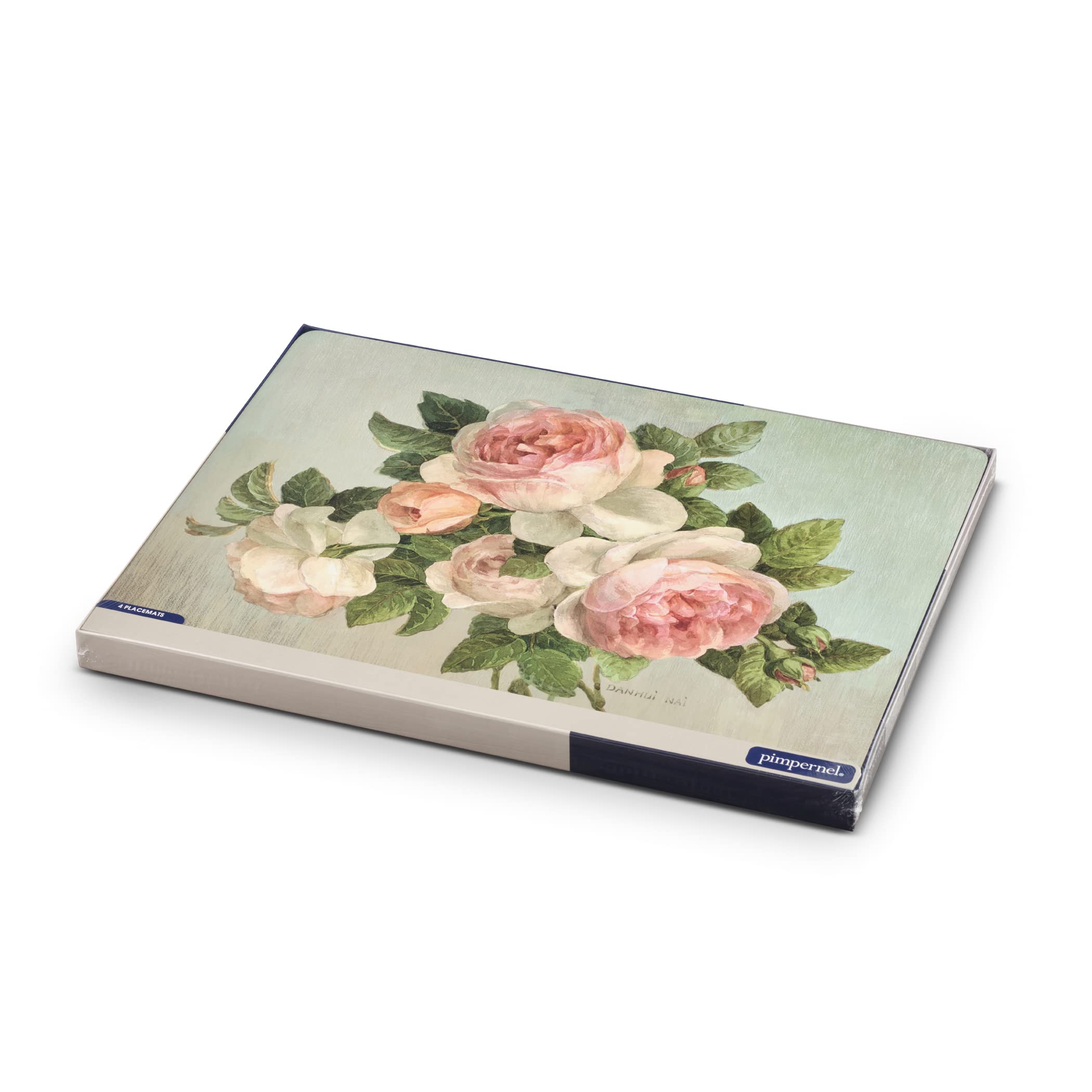 Pimpernel Antique Roses Collection Placemats | Set of 4 | Heat Resistant Mats | Cork-Backed Board | Hard Placemat Set for Dining Table | Measures 15.7” x 11.7”