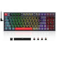 Redragon Mechanical Gaming Keyboard, Wired Mechanical Keyboard with hot-swappable, 94 Keys Programmable Macro Editing, Numeric Pad, Red Switches, Compact Keyboard